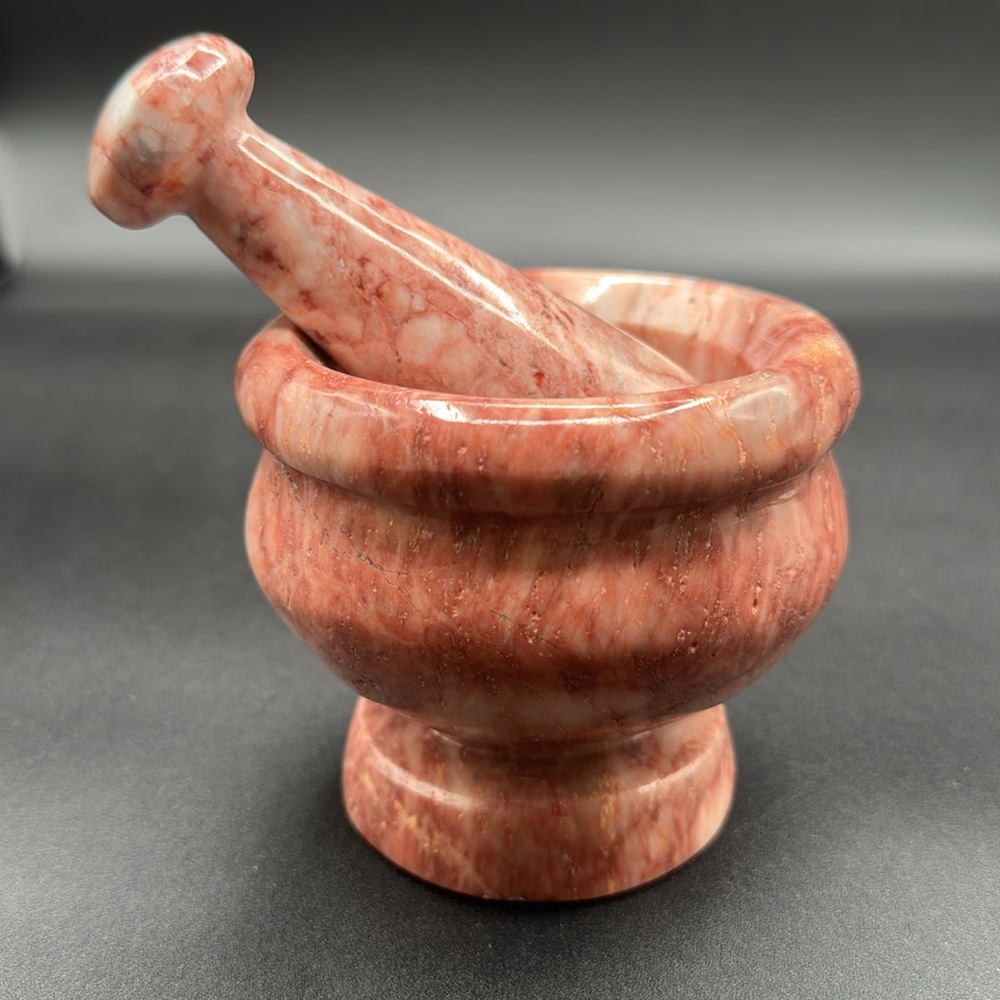 Marble Mortar and Pestle Set in Pink Large